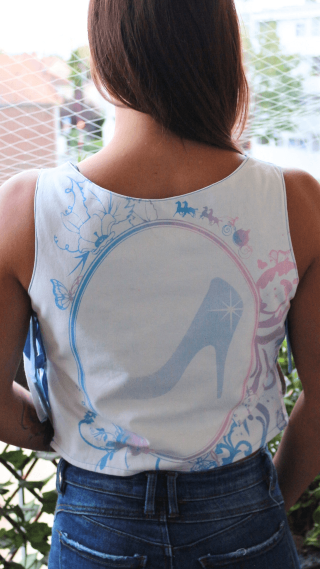 Haut Crop Top Ajustable Réversible Princesses Disney Taille 36