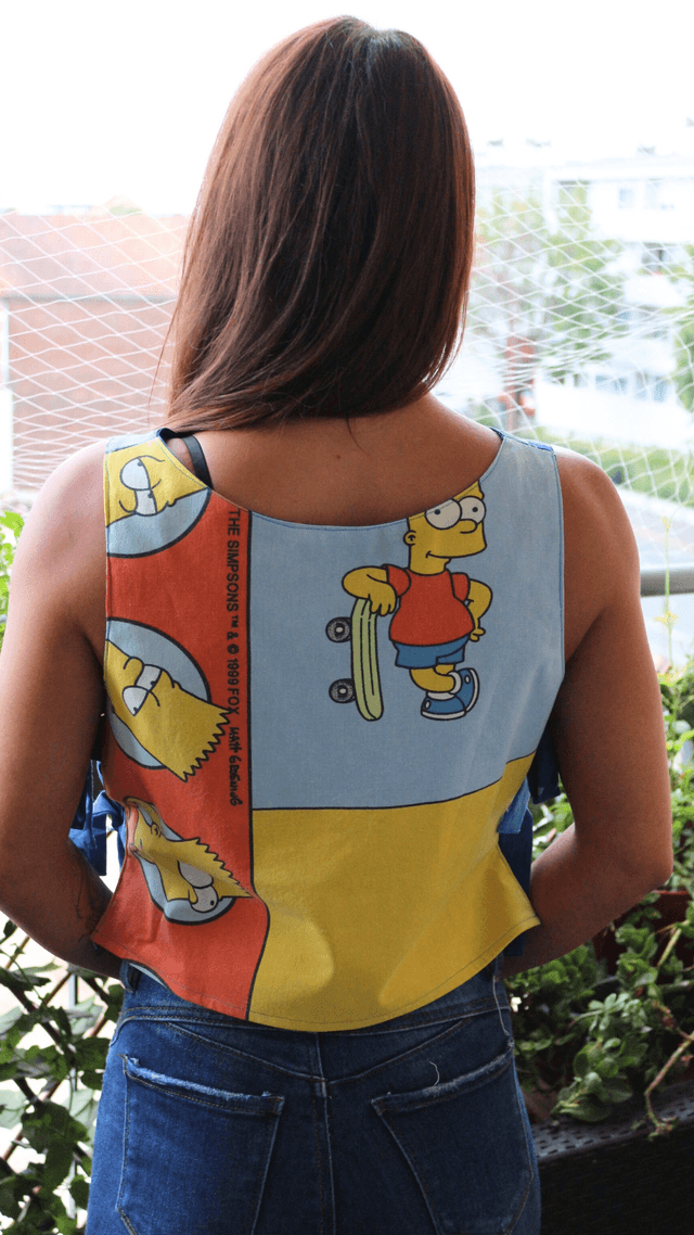 Haut Court Crop Top Ajustable Réversible Les Simpsons Taille 36