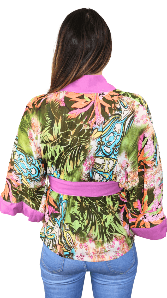Kimono en Polyester Léger - Imprimé Coloré Abstrait Tropique et fête