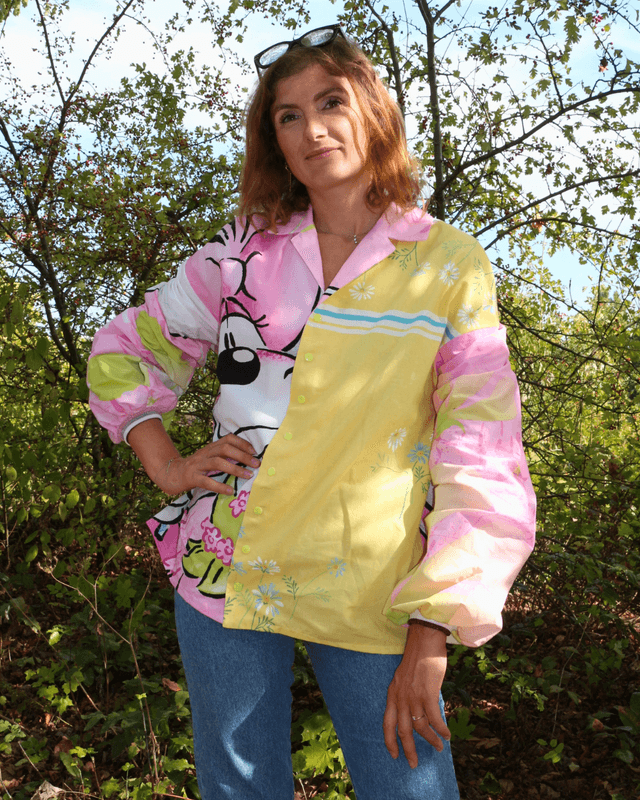 🐭🌸 Chemise-tunique Diddl & fleurs – Pièce unique 🌸🐭 Taille 36