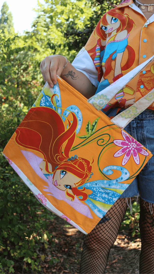 🌸 Sac cabas Winx Club – Pièces uniques en coton recyclé 🌸