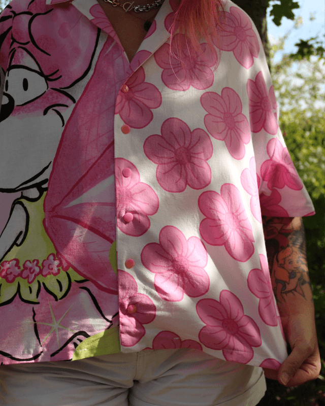 🐭🌸 Chemise Diddl & Fleurs – Pièce unique 🌸🐭Taille42