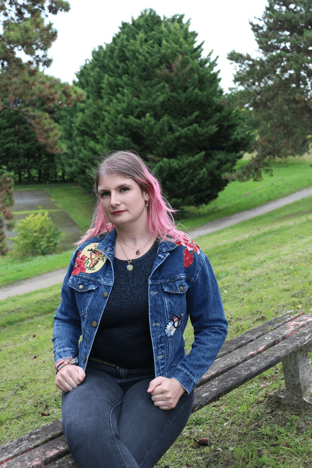Veste en Jean Recyclée - Taille M avec Canevas Vintage et Broderie