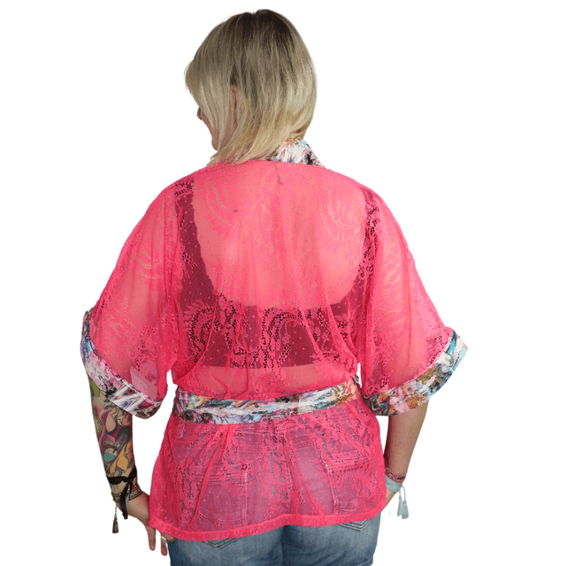 Kimono en Dentelle Rose Fluo - Édition Festival Barbie Girl