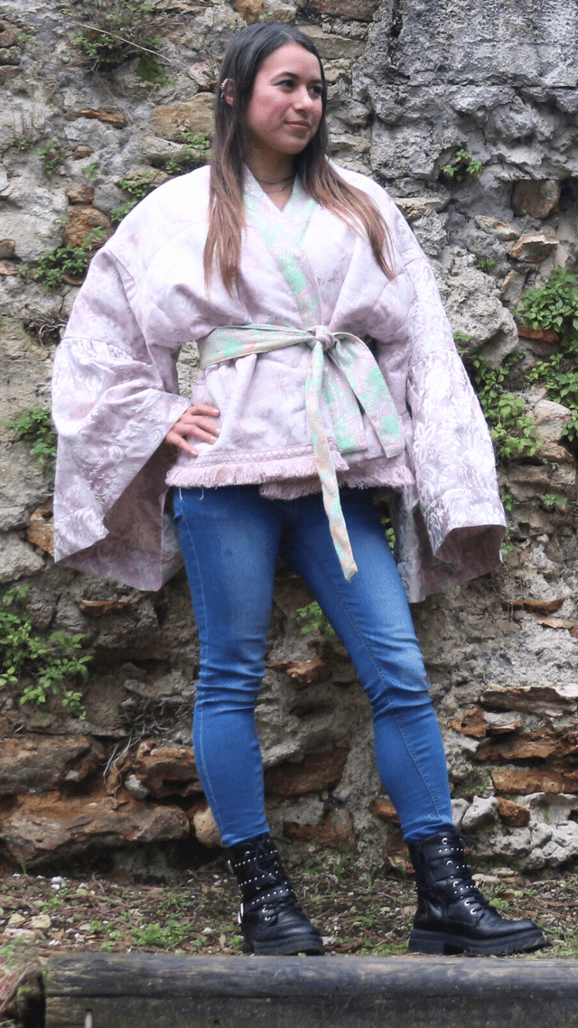 Kimono Court unisexe Taille Unique "Lilas Éclatant"