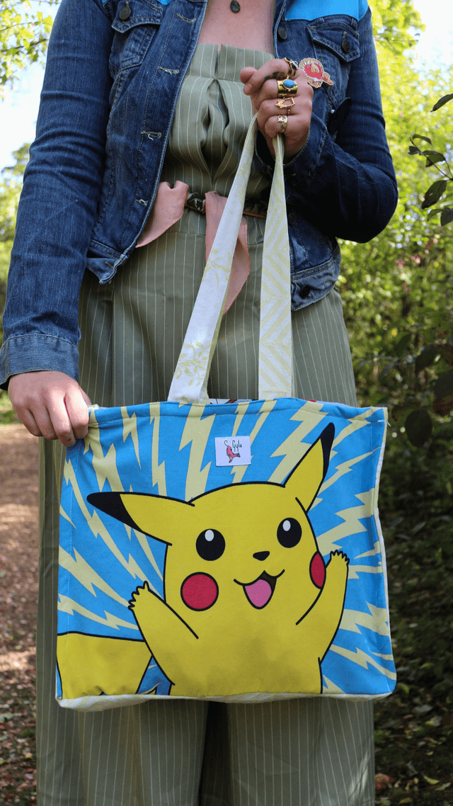 ⚡ Sac Cabas Pikachu Sacha Vintage – Pièce Unique & Éco-Responsable 🌿