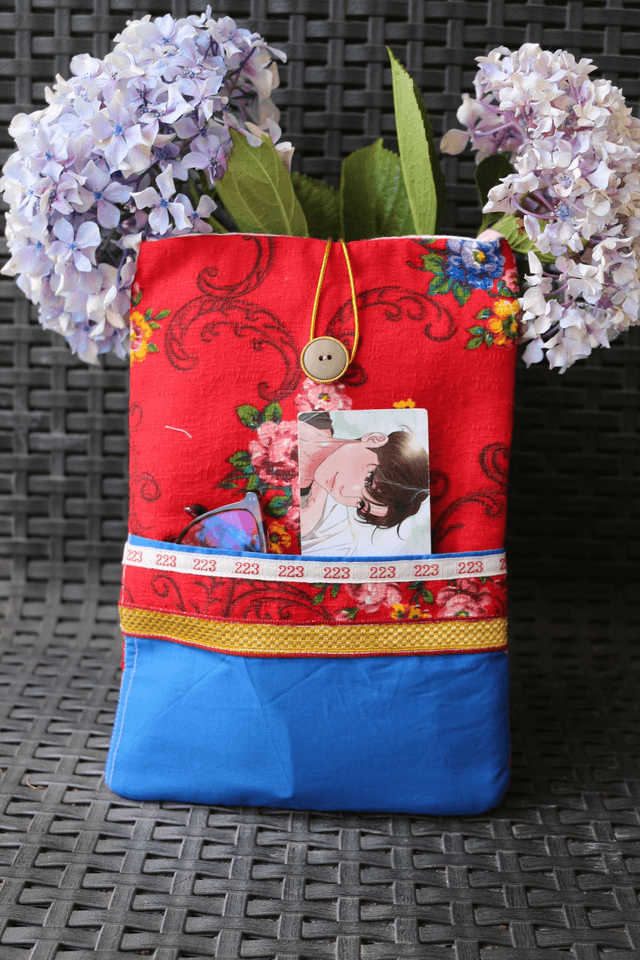 Pochette de protège Livre de Poche – Édition Fleurie Rouge & Bleu cadeau lecteur 