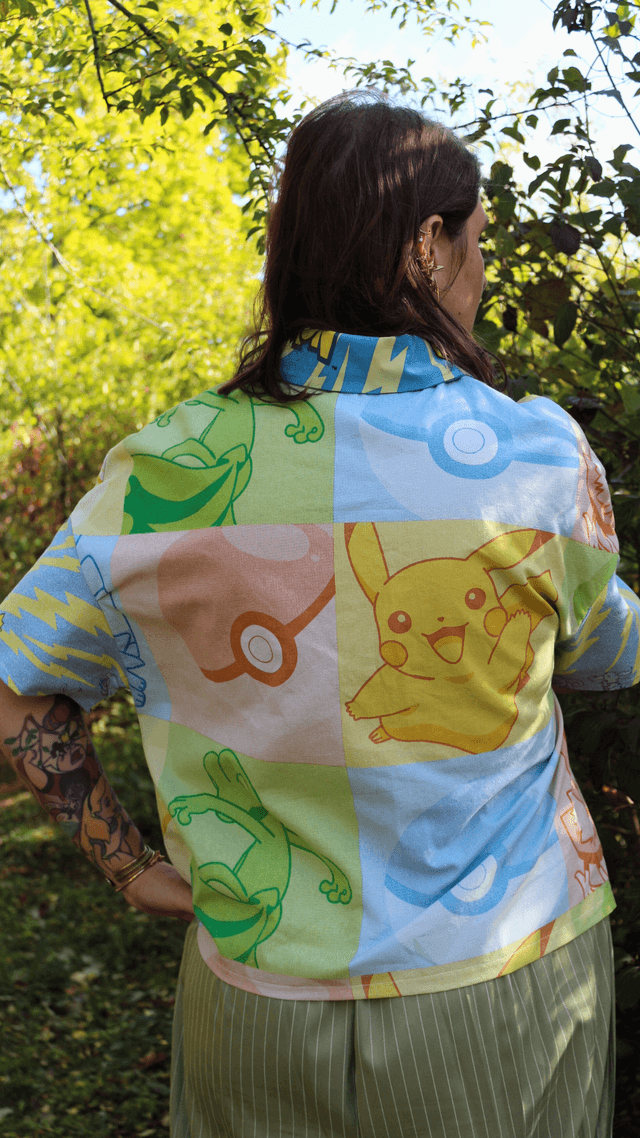 🌸 Chemise Pastel – Pokémon Taille 36 - Pièce Unique & Éco-Responsable 🌿