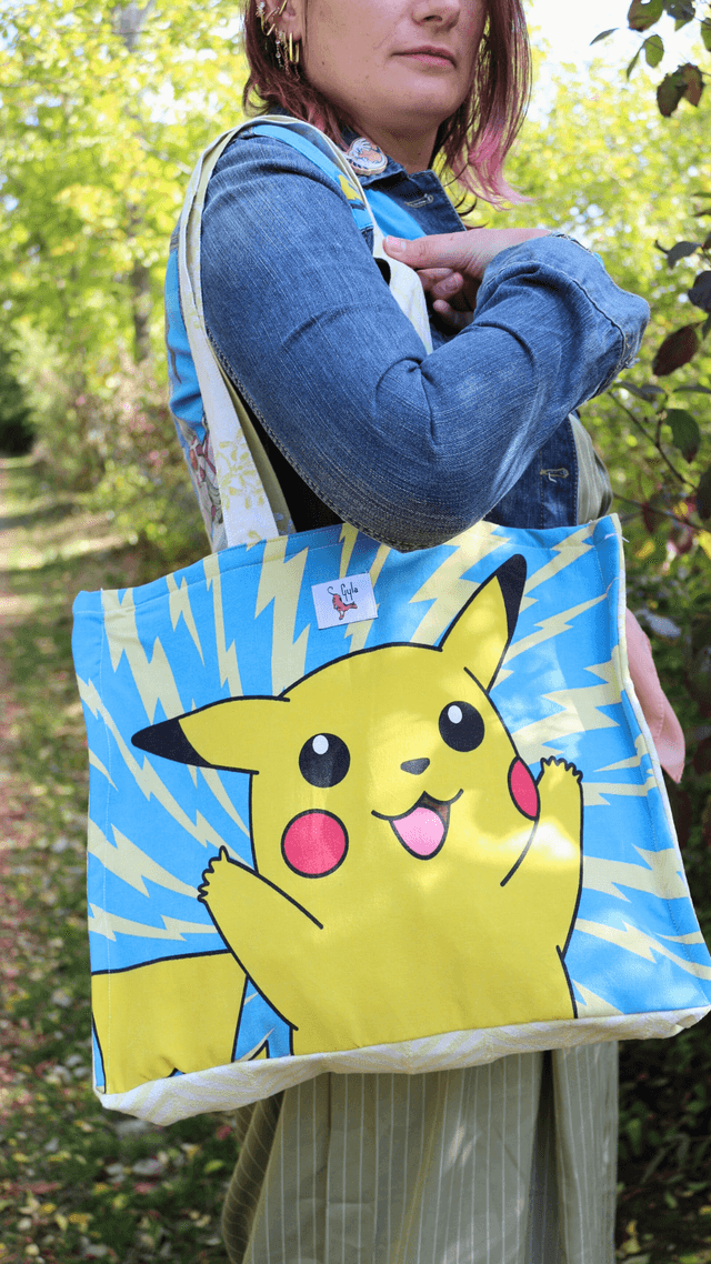 ⚡ Sac Cabas Pikachu Sacha Vintage – Pièce Unique & Éco-Responsable 🌿