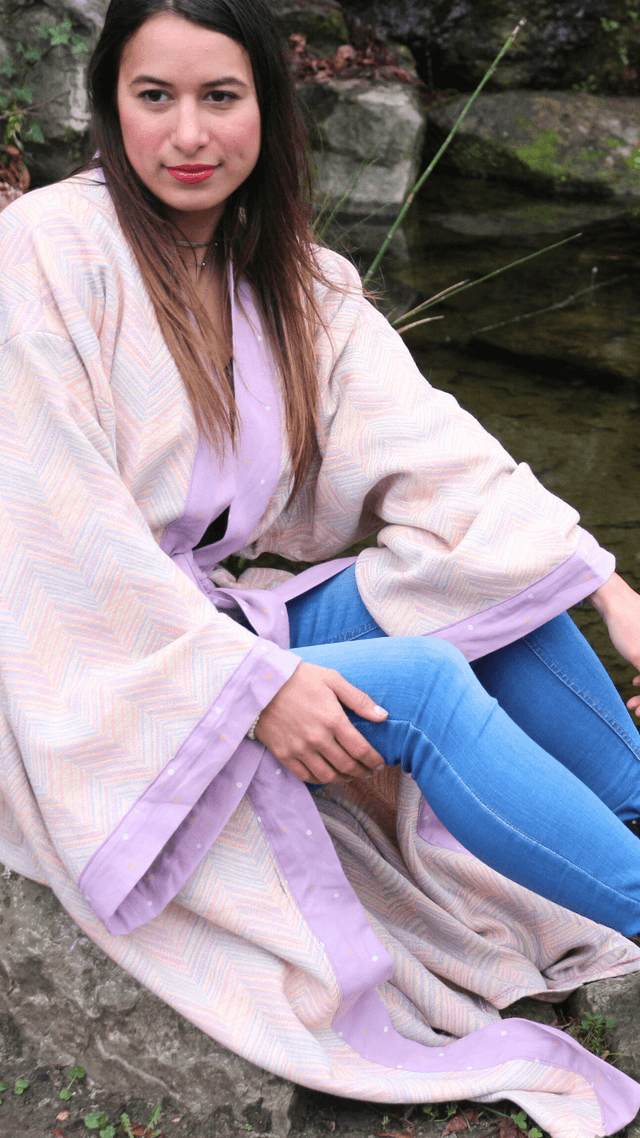 Kimono Long Unisexe Taille unique "Éclat violet"