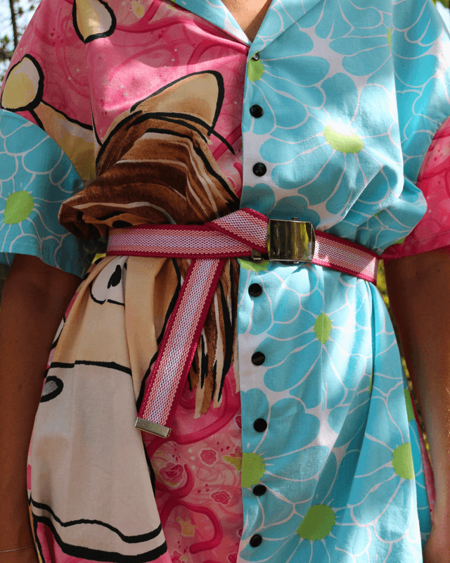 🐭🌸 Robe-chemise Diddl & fleurs – Pièce unique 🌸🐭 Taille 36 Oversize