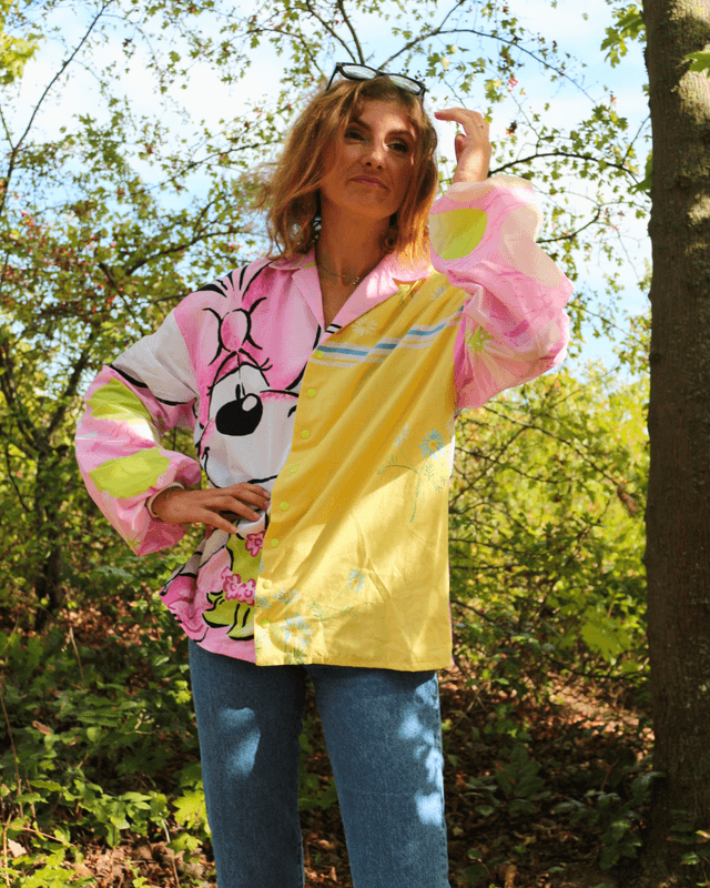 🐭🌸 Chemise-tunique Diddl & fleurs – Pièce unique 🌸🐭 Taille 36