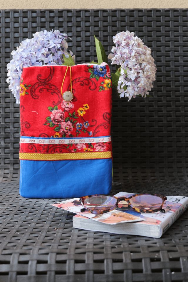 Pochette de protège Livre de Poche – Édition Fleurie Rouge & Bleu cadeau lecteur 