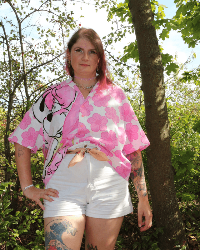 🐭🌸 Chemise Diddl &amp; Fleurs – Pièce unique 🌸🐭Taille42