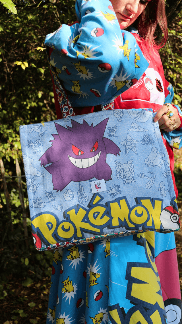 🎒 Sac Cabas Pokémon – Sacha et Ectoplasma - Pièce Unique &amp; Éco-Responsable 🌿