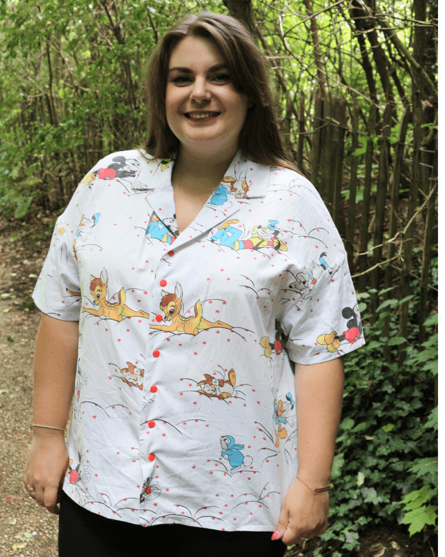 Chemise Upcyclée Oversize – Mickey Vintage avec Panpan &amp; Bambi – Taille 44 Unisexe