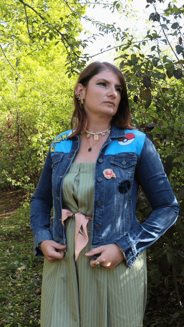 🌟 Veste en Jean Pokémon – Pokémons légendaires - Taille M- Pièce Unique &amp; Revalorisée 🌿